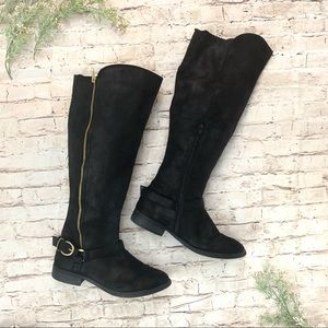 Mossimo Faux Suede Black Knee High Riding Boots
